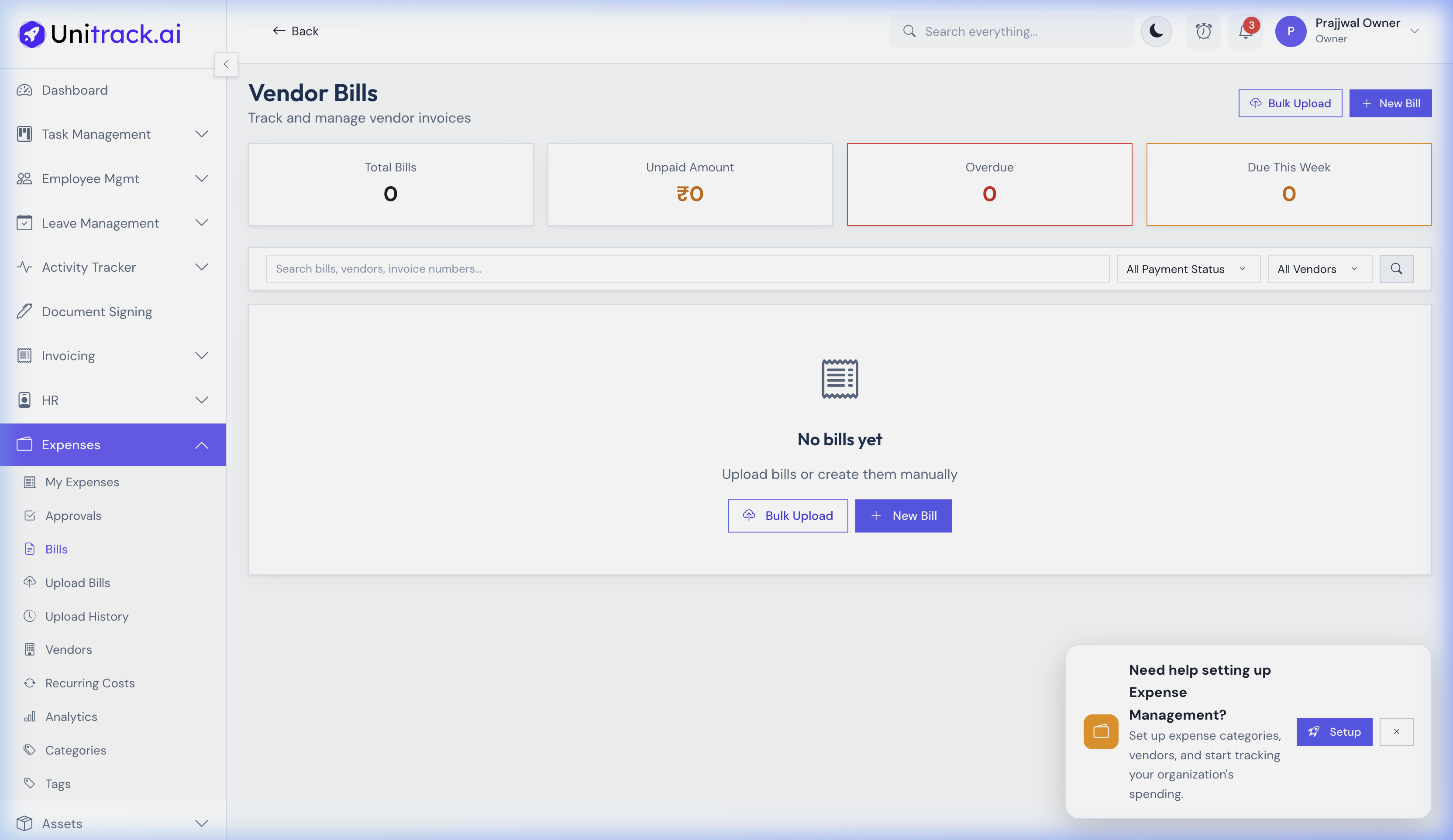 Vendor Bills Dashboard