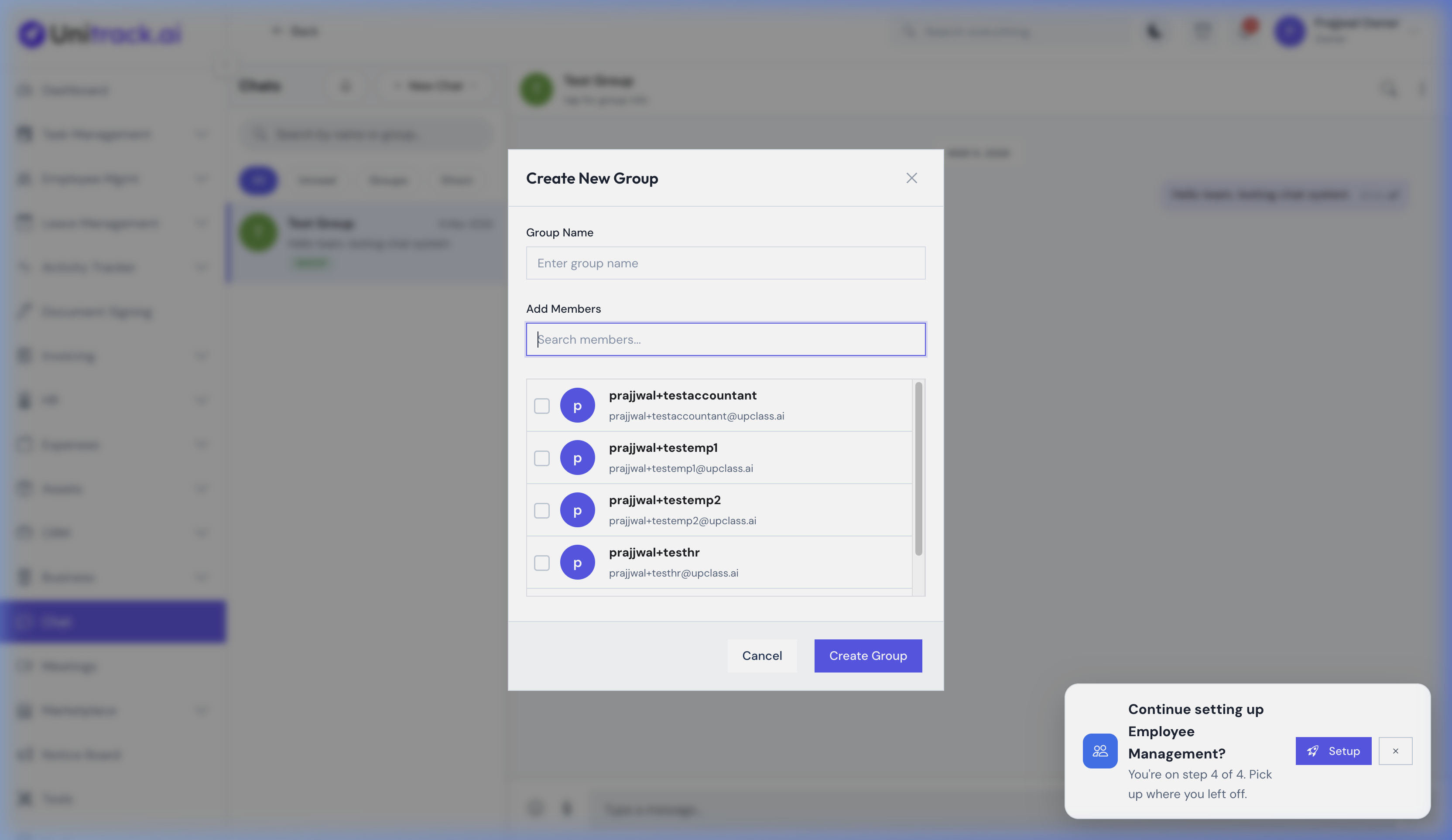 New Chat and Group Modal