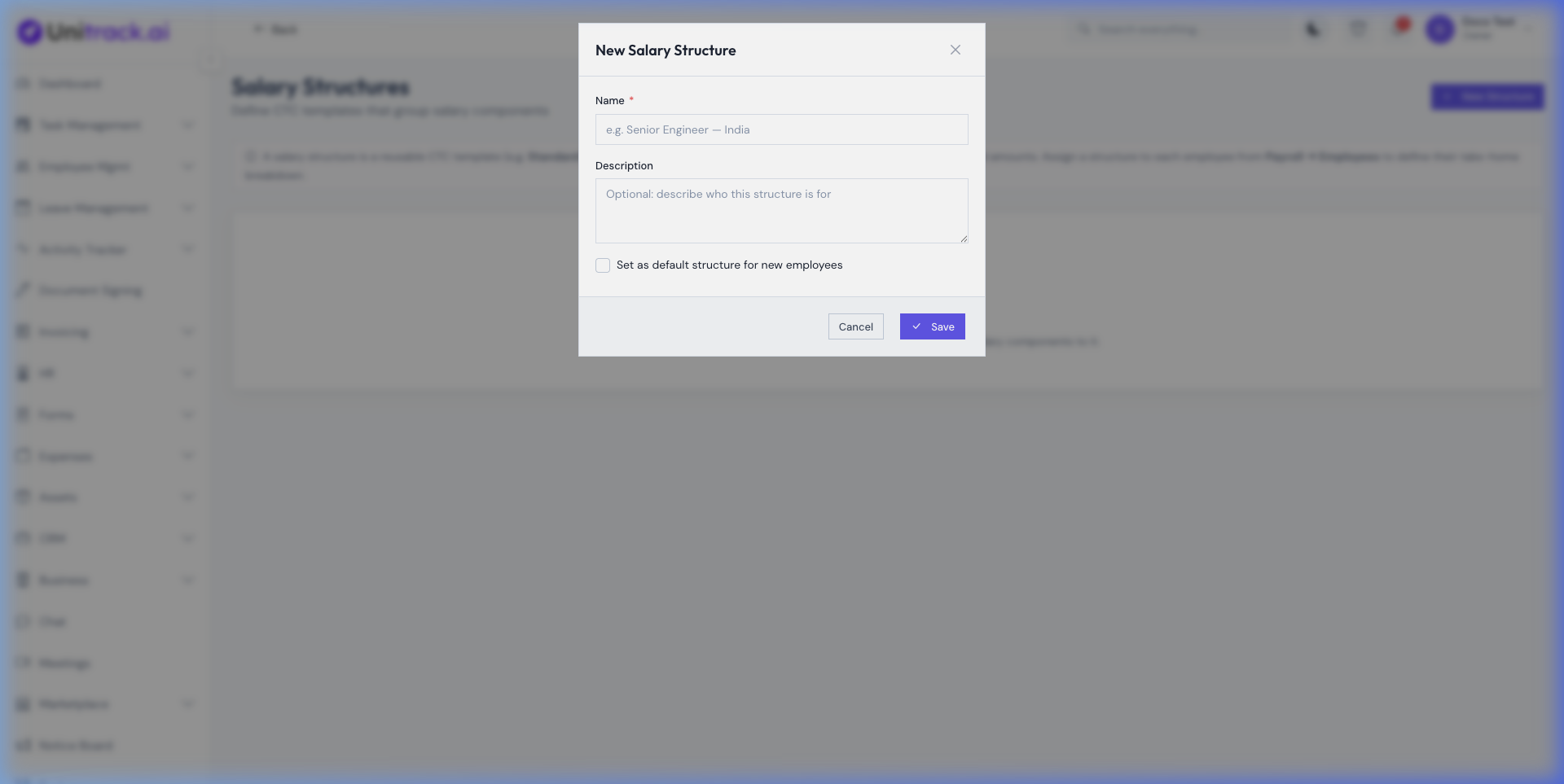 Salary Structures Form